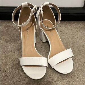 White Ankle Strap Heels